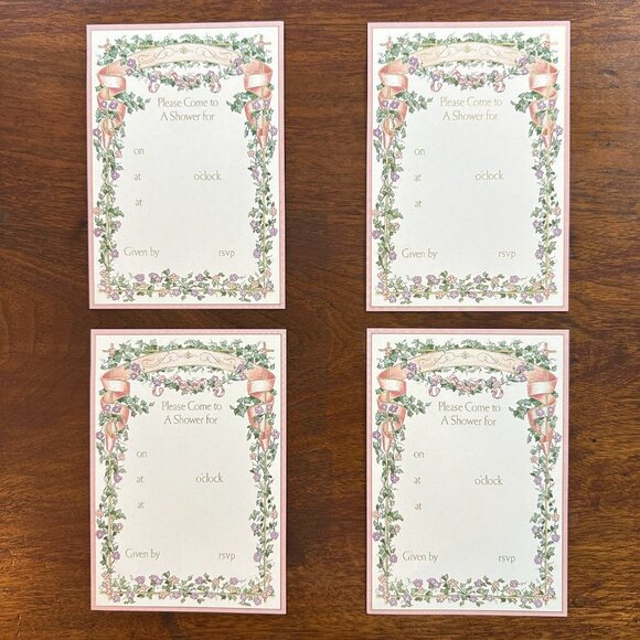 4ct Caspari Fill-In Shower Floral Invitations - Picture 6 of 15